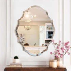 Irregular Decor Wall Mirror Wavy Beveled Bathroom Mirrors Silver Accent Mirrors