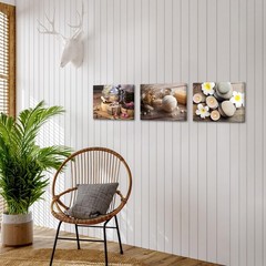 Spa Canvas Wall Art, Zen Bathroom Decor with Stones and Flowers for Home Mass…