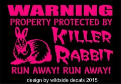 Funny Killer Rabbit Decal Warning Run Away Monty Python vinyl car sticker