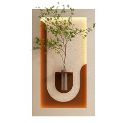 Adjustable 3-Color LED Sandstone Wall Decor with Simulated Green Plants