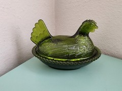 5″ Plastic Nesting Hen on Nest Covered Candy Dish -Choose Your Color- Acrylic