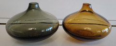 2 IKEA SALONG BUD VASES SMOKE GRAY AND AMBER 3.5 INCHES DIAMETER .5 INCH