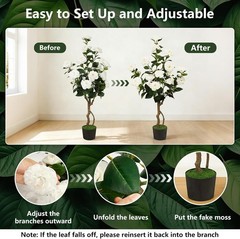Artificial Camellia Tree 2 Pack, 42» Faux Camellia Plant in Pot with 24