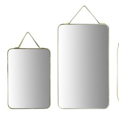 Various Velvet Edged Wall Mirrors, Multicolor, Set of 6