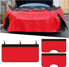 3PCS Car Fender Covers, PU Leather Mechanic Magnetic Vehicle Fenders Protector w