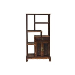 Chinese Brown Rosewood Rectangular Small Curio Display Stand GB336