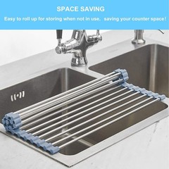 Seropy Roll Up Dish Drying Rack, Over The Sink 17.5 x 11.8 in, Gray