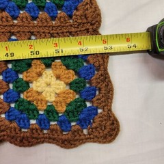 Vntg Granny Square Afghan Blanket 1970’s Brown Multicolor PARTS OR REPAIR 53×72