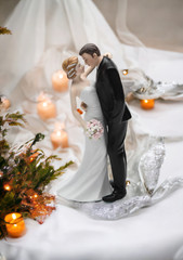 Ceramic Traditional Caucasian Wedding Bride and Groom Couple Figurine, Wedding D