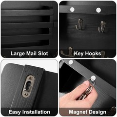 Decorative Key Hanging Rack 16.5×9.8″ Natural Wood 10 Hooks – Easy Install