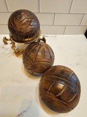 Wood Decoration Balls Home Decor 4 Inches Sphere Step Orbs – Pack of 3