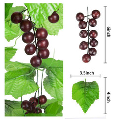 4.5 In. Green Artificial Grape Vine with 5-Pieces Silk Leaves and Fruit for Home