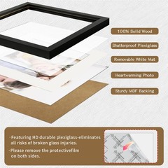 2 Pack 10×10 Picture Frames Solid Wood Black Wall Mount Tabletop