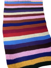 Vintage 70s Crochet Afghan Throw Blanket – Granny Stripe Multicolor Asymmetrical
