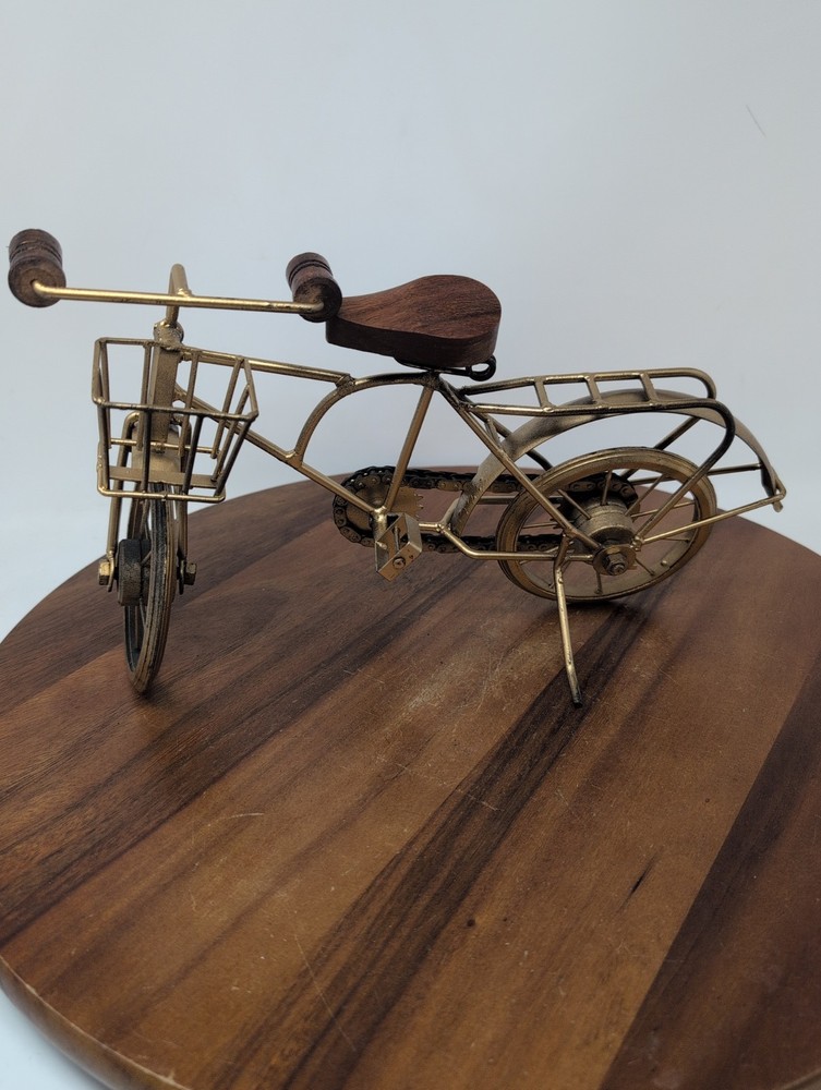 Vintage Bicycle Sculpture, Table Top or Shelf, Steel & Wood 14″ Hand Made