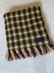 RARE Vintage Pendleton Diamond Patterned 100% Wool Afghan Throw, Fringed, 58×60″