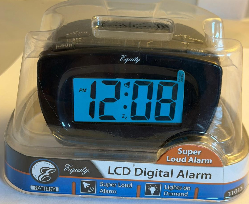 Super Loud Digital Alarm Clock 1 Inch LCD Display Snooze Blue Backlight