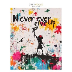 Banksy Art, Never Give Up Motivational Wall Art Print pick size A4/A3/A2/90x60cm