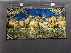 Vintage Tapestry Deer Elk Buck Wall Hanging Velvet Rug Cabin Core Hunting Camp