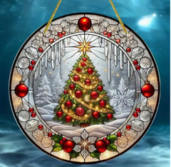 SUNCATCHER-Glam Style Acrylic Christmas Tree – Stained Effect Window Hanging
