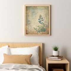 VINTAGE BLUEBONNET Wall Art, Retro TEXAS Flower Poster, Western Botanical Decor