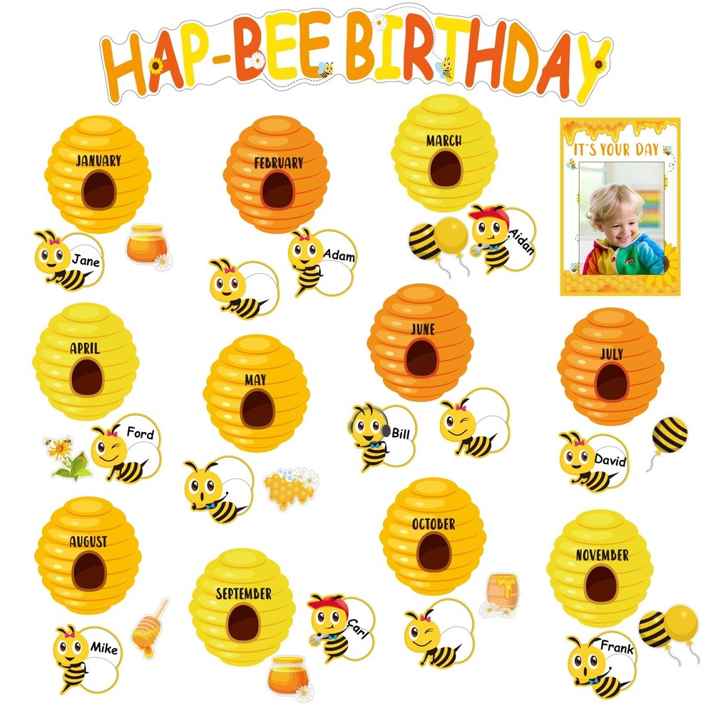 Bee Birthday Bulletin Board Decorations Set Honeycomb Paper Cutouts