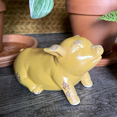 Yellow Pig Animal Figurine Sculpture, Freestanding Decor for Adults, Any Room