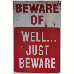 Vintage Metal Tin Signs Beware Of Well Funny Warning Wall Decor Indoor/Outdoor