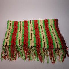 VTG Knit Afghan Throw Multicolor Striped Brown Orange Green Granny Cottage 50×57