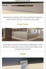 Baseboard Moldings with LED diffuser. Water resistant and wasy to install