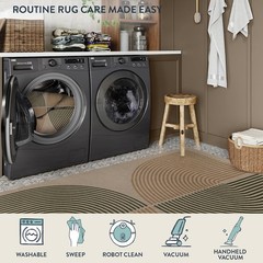 Enfys Modern Rainbow Easy Jute Rug, 2×8 Hallway Runner Washable Rugs for