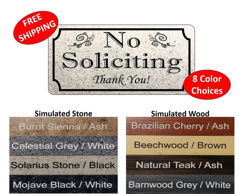 Rectangular No Soliciting Sign «NO SOLICITING Thank You» Sign FREE SHIPPING