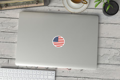 6-Pack American Flag Stickers – USA Round Vinyl Decals for Cars, Laptops