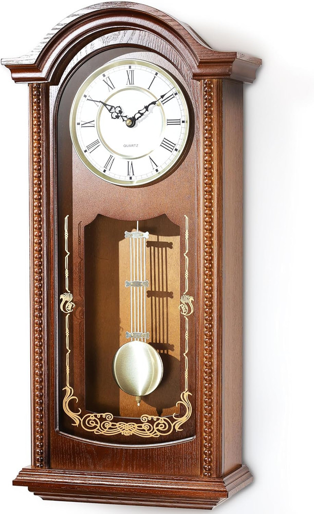 ® 26IN Grandfather Vintage Wall Clock with Pendulum and Chime, Hour/Quarter-Hour