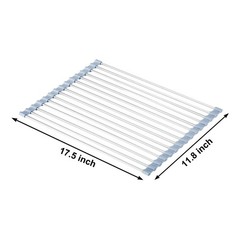 MECHEER Over The Sink Dish Drying Rack, Roll Up 17.5»x11.8», Gray