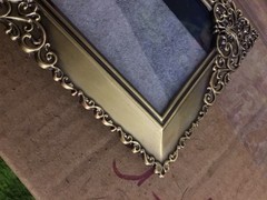 Mini 5 x 4 in. Metal Photo Frame Antiqued Bronze with Ornate Scrollwork Corners