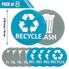 8 Pack for Trash Can Large Sign Garbage Recycling Sticker Reuse Recycle Vinyl P