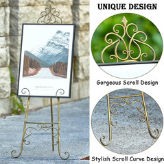 Vintage Metal Free Standing Adjustable Display Stand Easel with Chain Support…
