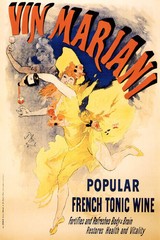 VIN MARIANI POPULAR TONIC WINE FRENCH DRINK SHOW GIRL DANCE VINTAGE POSTER REPRO