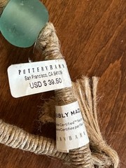 Pottery Barn Cast Glass Beaded Rope Strand Sea Glass 26″ New with tags