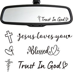 6 Pcs Trust in God Rearview Mirror Stickers, Christian Car Decals for Faith Insp