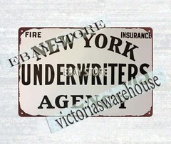 New York Underwriters Agency fire Insurance Company metal tin sign wall posters