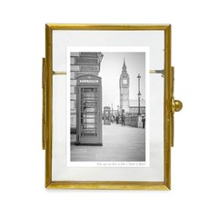 2×3, Antique Gold, Vintage Style Brass and Glass, Metal, Floating Desk Photo …