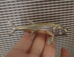 Solid Brass Salmon Fish Figurine Vintage Bronze Color Statue for Home Decor