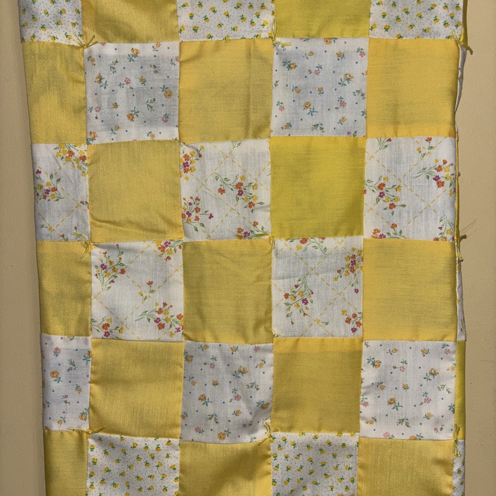Sunny Yellow Patchwork Hap/Throw Approx 38”x42”