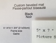 Smooth BLACK Mat 5 x 7 Bevel Cut Opening for European Stye «8×12» Picture Frame