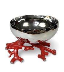 Michael Aram Ocean Reef Red Coral Base With Stainless Steel Bowl 6” Decorative