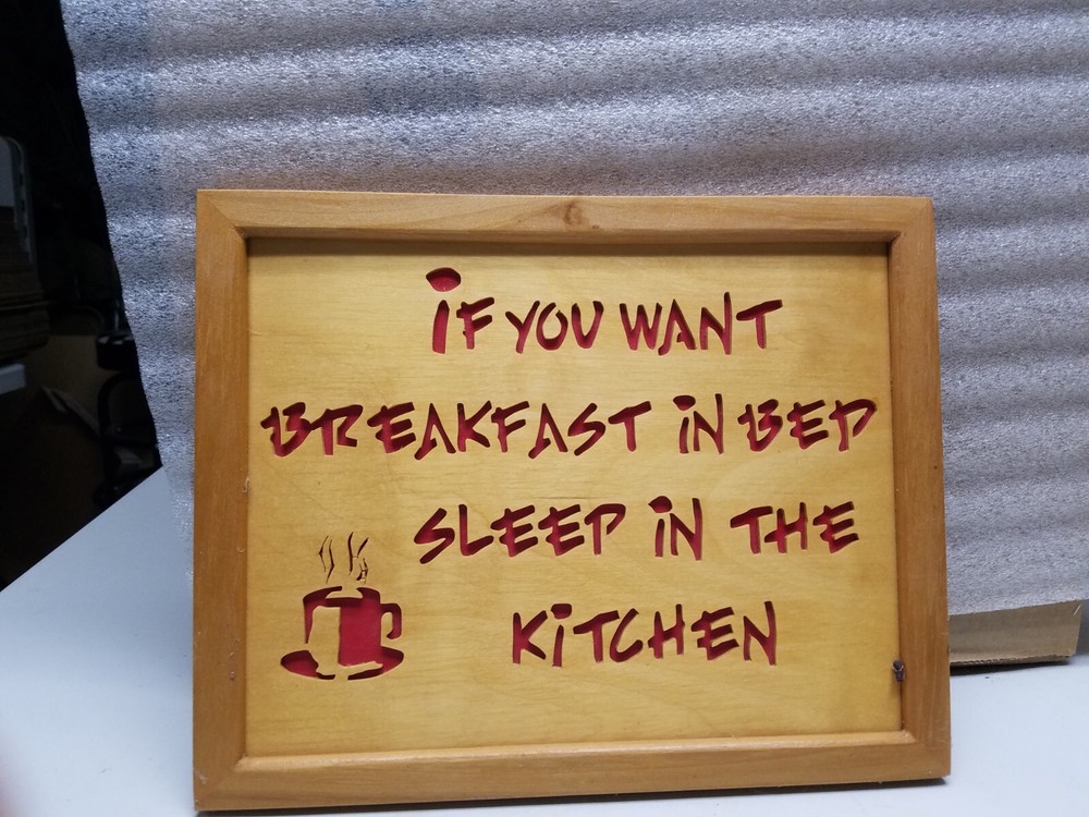 Handcrafted Laser Cut Breakfast in Bed Wood Plaque