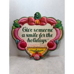 VTG 1981 McDonald’s Christmas Holiday Sign Give Someone A Smile For The Holidays