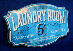 LAUNDRY ROOM -*US MADE*- Die-Cut Embossed Metal Sign – Utility Room Wall Décor
